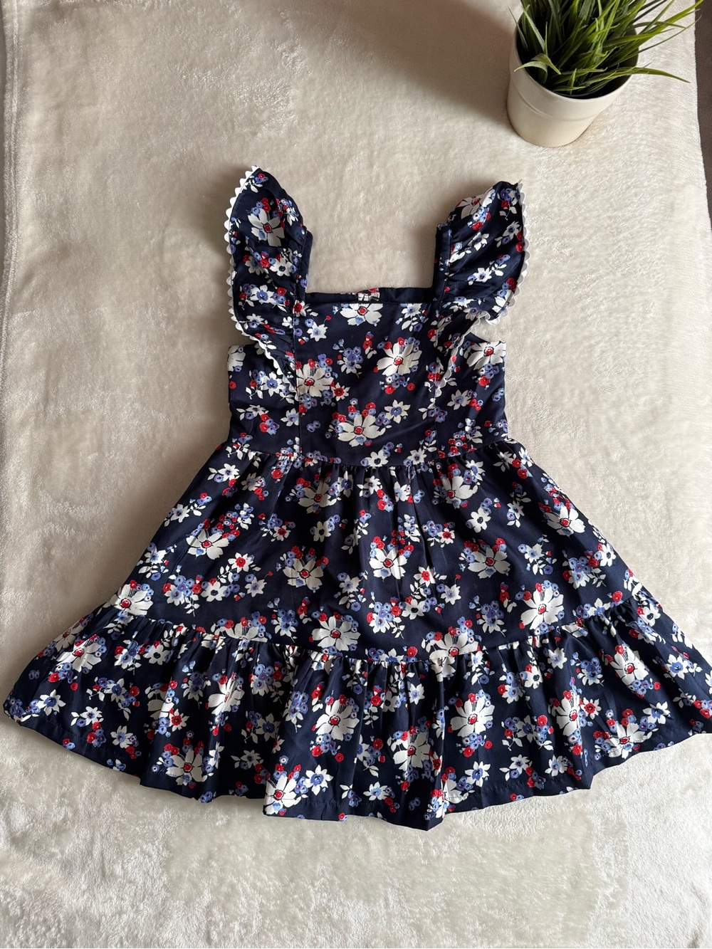 Janie and Jack Girls Navy Floral Ruffle Sundress
